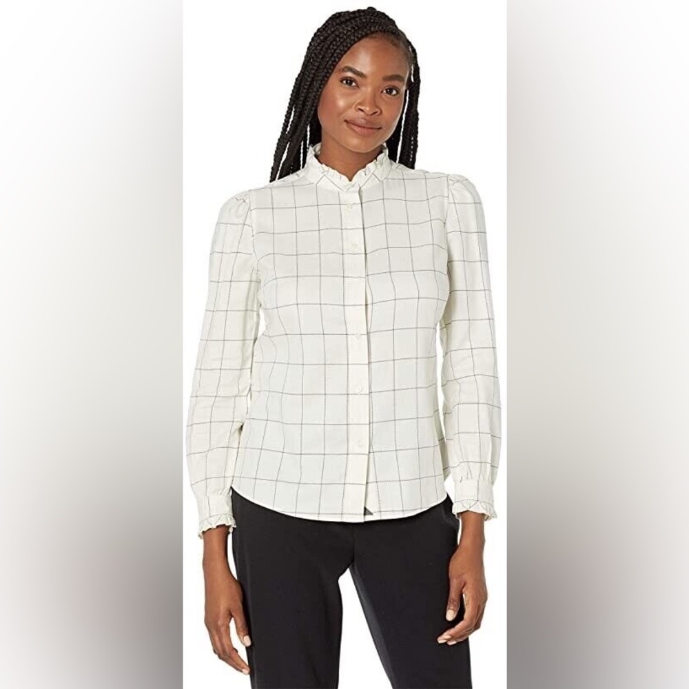 Untuckit Winona Windowpane Plaid Button Down Shirt Size 4